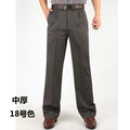 Men's Casual Trousers Men Pants Male Brand Solid Color High Waist Loose Pure Cotton Double Pleat Wrinkle Pant YGSHA65