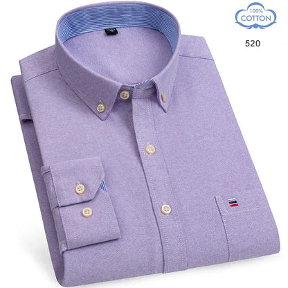 100% Pure Cotton Oxford Shirts for Men Long Sleeve