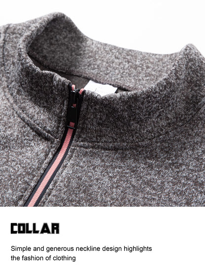 Men Marled Knit Quarter Zip Pullover Sweatshirt