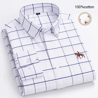 Large Size Full Men's Shirts 100% Pure Cotton Oxford Business Casual Shirt