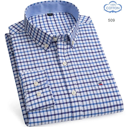 100% Pure Cotton Oxford Shirts for Men Long Sleeve