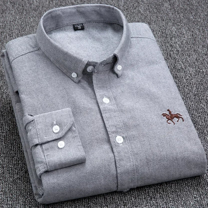 Large Size Full Men's Shirts 100% Pure Cotton Oxford Business Casual Shirt