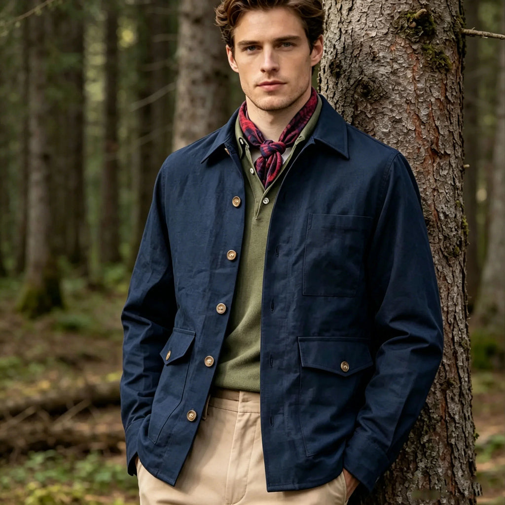 Vintage Men's Cotton Linen Safari Jacket Lapel Multiple Pockets Casual Breathable Lightweight  Beach Wedding Summer Spot Coat