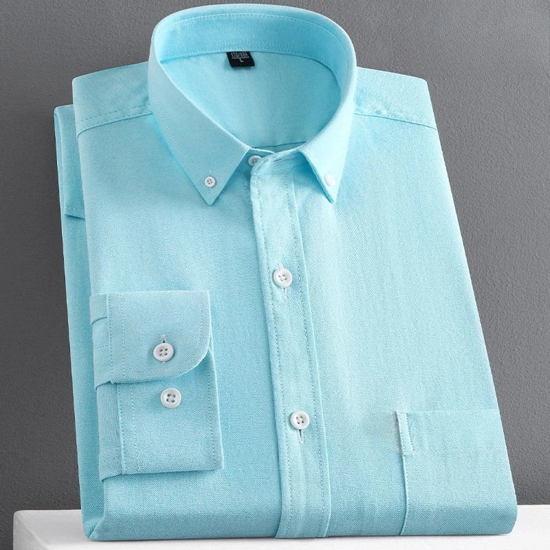100% Pure Cotton Men's Long Sleeve Oxford Spinning Shirt