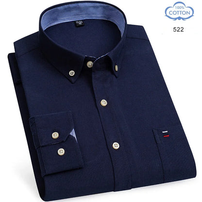100% Pure Cotton Oxford Shirts for Men Long Sleeve