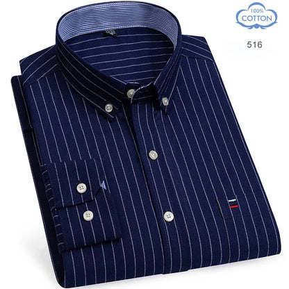 100% Pure Cotton Oxford Shirts for Men Long Sleeve