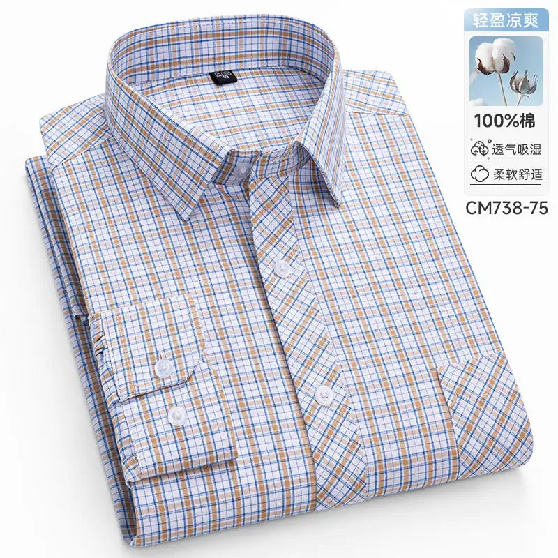 Pure 100% Cotton Plaid Shirts for Men