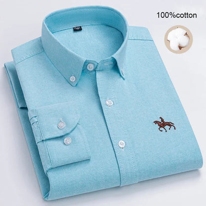 Large Size Full Men's Shirts 100% Pure Cotton Oxford Business Casual Shirt