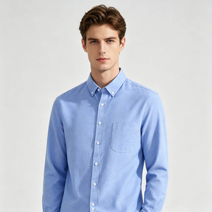 100% Pure Cotton Men's Long Sleeve Oxford Spinning Shirt