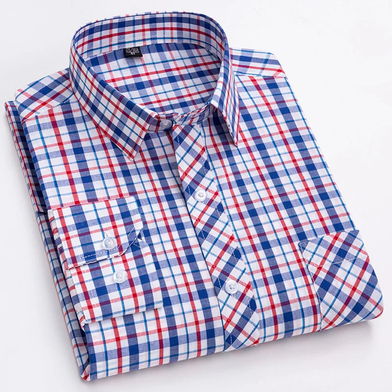 Pure 100% Cotton Plaid Shirts for Men
