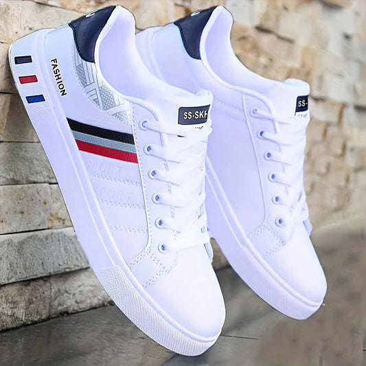 A Pair of White Sneakers, Perfect for Skateboarding