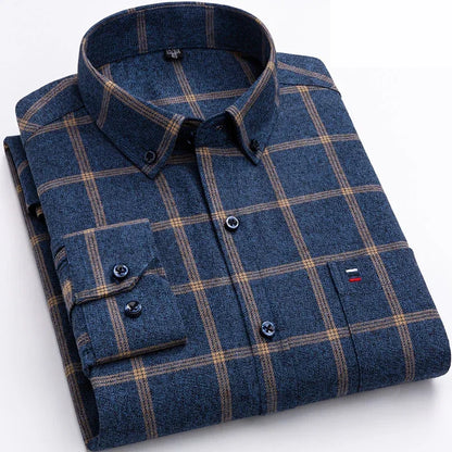 Men's 100% Cotton Flannel Plaid Shirt Long Sleeve