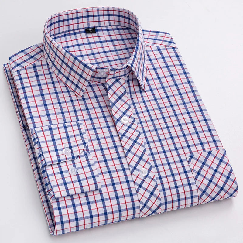 Pure 100% Cotton Plaid Shirts for Men