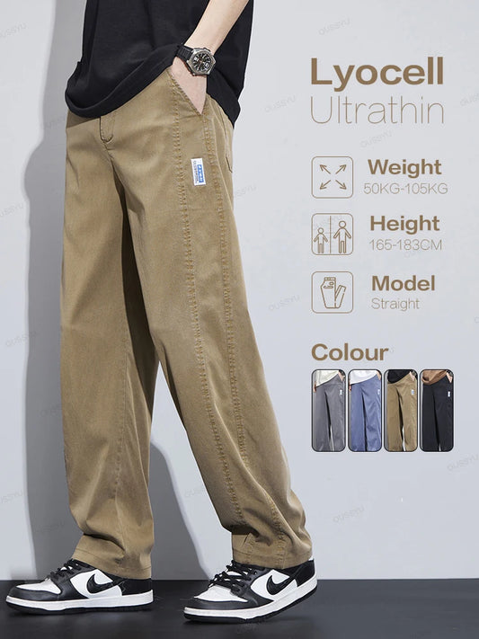 High Quality Summer Ultrathin Soft Lyocell Fabric Men's Casual Pants
