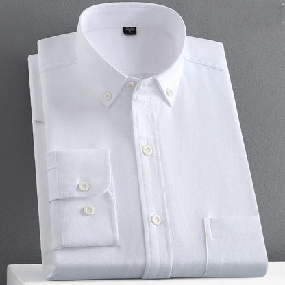 100% Pure Cotton Men's Long Sleeve Oxford Spinning Shirt
