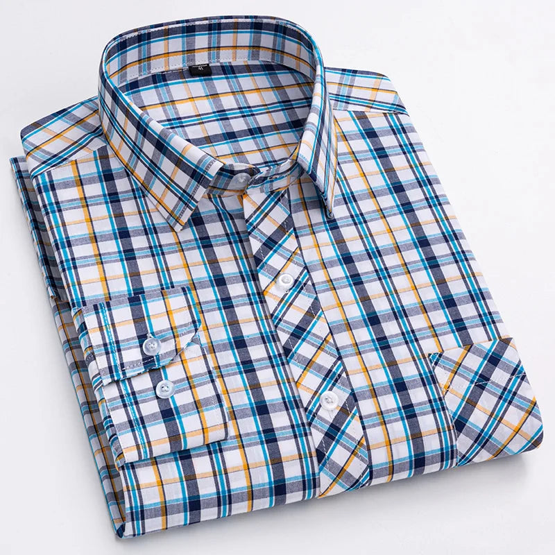 Pure 100% Cotton Plaid Shirts for Men