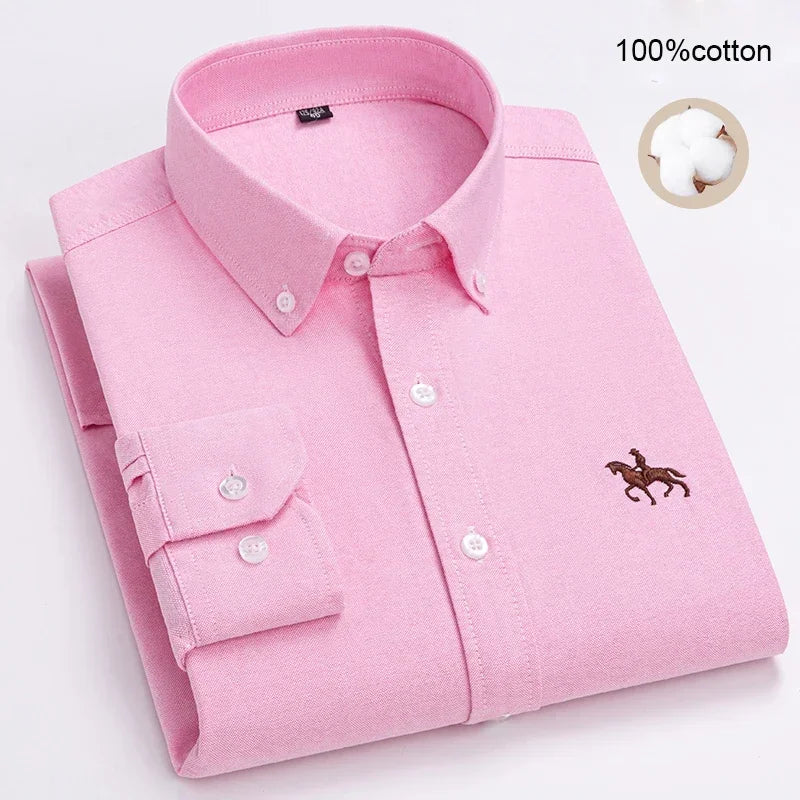 Large Size Full Men's Shirts 100% Pure Cotton Oxford Business Casual Shirt