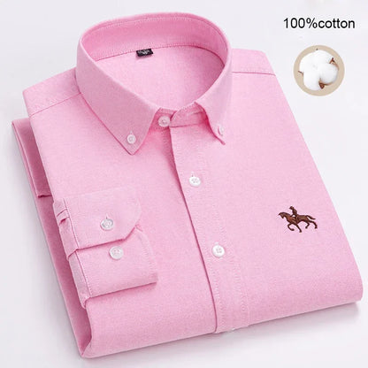 Large Size Full Men's Shirts 100% Pure Cotton Oxford Business Casual Shirt