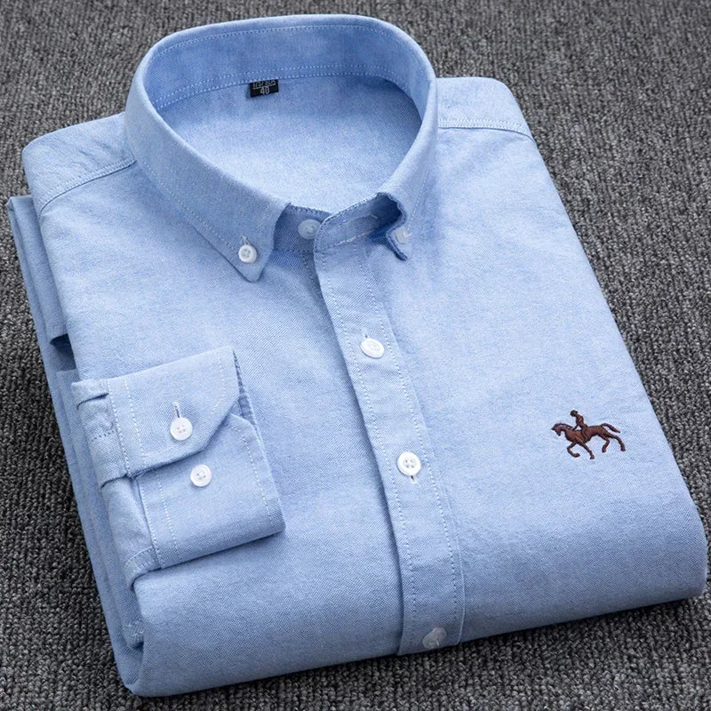 Large Size Full Men's Shirts 100% Pure Cotton Oxford Business Casual Shirt