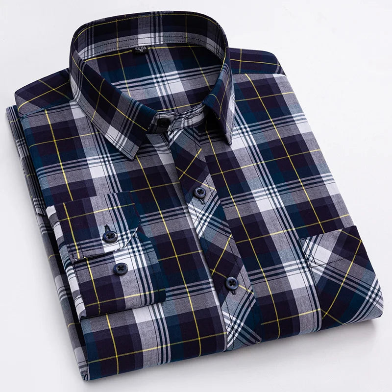 Pure 100% Cotton Plaid Shirts for Men