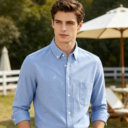 100% Pure Cotton Men's Long Sleeve Oxford Spinning Shirt