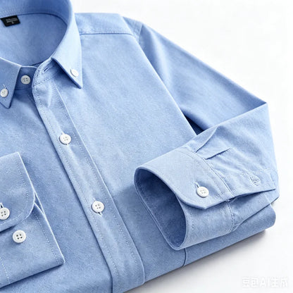100% Pure Cotton Men's Long Sleeve Oxford Spinning Shirt