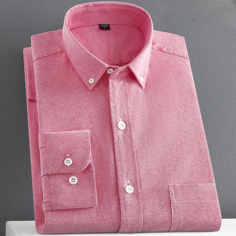 100% Pure Cotton Men's Long Sleeve Oxford Spinning Shirt