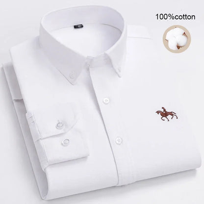 Large Size Full Men's Shirts 100% Pure Cotton Oxford Business Casual Shirt