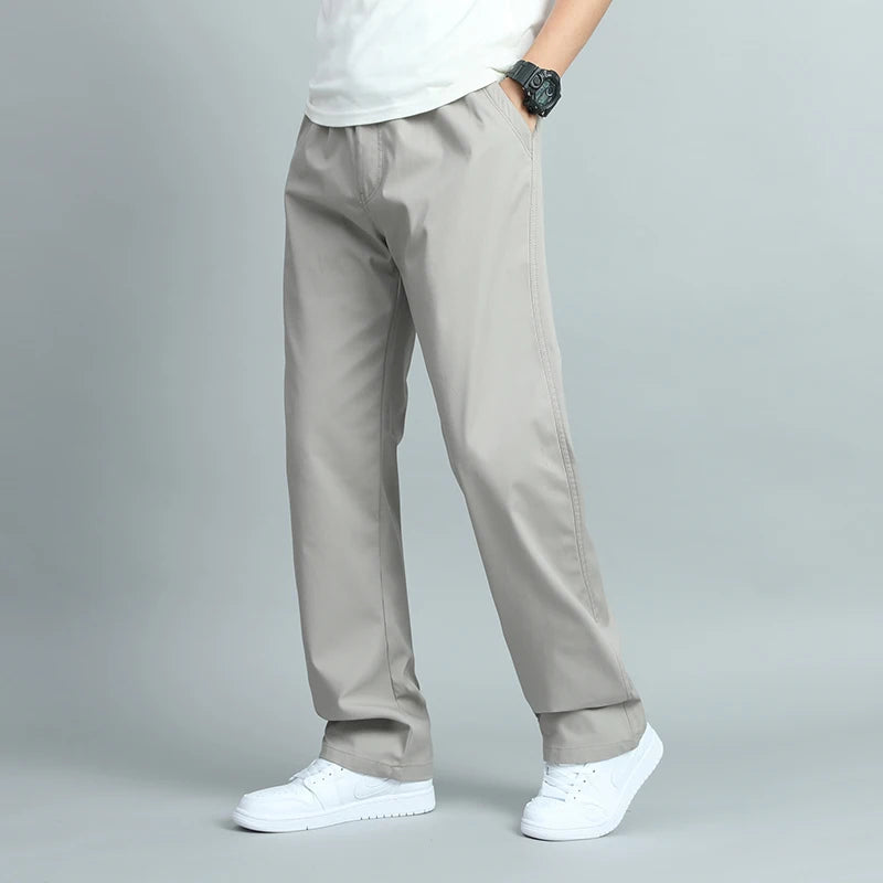 Big Size Men's Casual Cotton Trousers Loose Fit Straight Pants