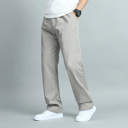 Big Size Men's Casual Cotton Trousers Loose Fit Straight Pants