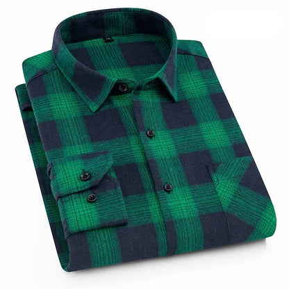 Men's 100% Cotton Flannel Plaid Shirt Long Sleeve