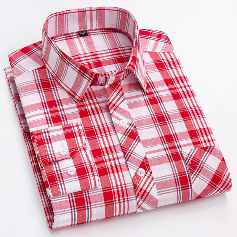 Pure 100% Cotton Plaid Shirts for Men