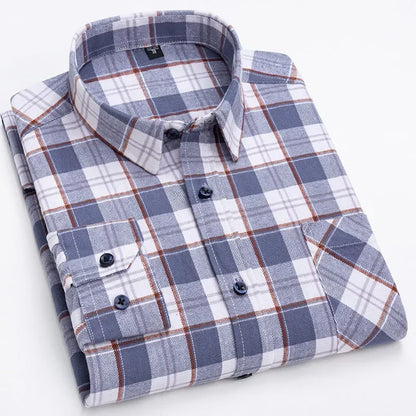 Men's 100% Cotton Flannel Plaid Shirt Long Sleeve