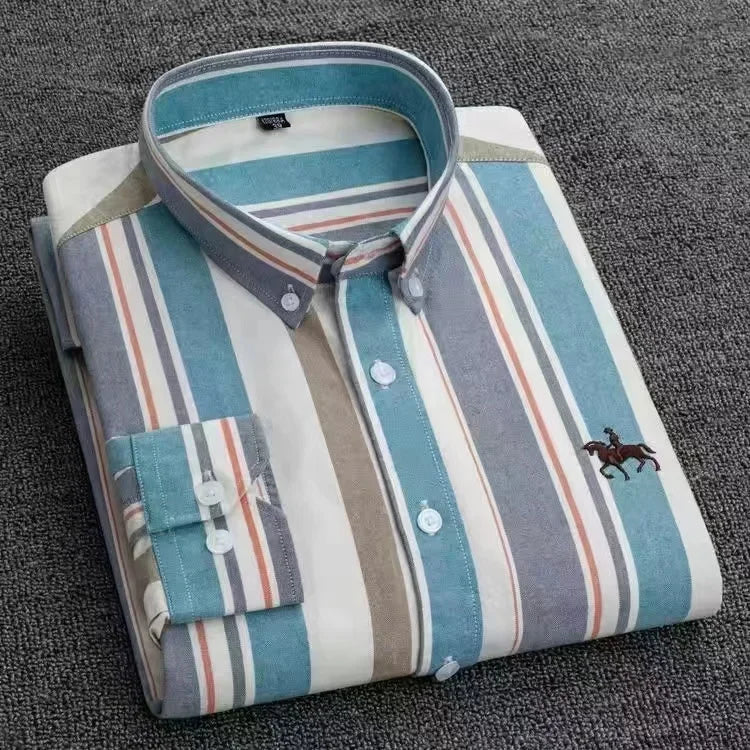 Large Size Full Men's Shirts 100% Pure Cotton Oxford Business Casual Shirt