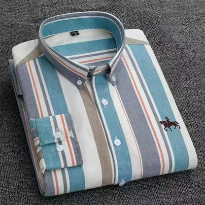 Large Size Full Men's Shirts 100% Pure Cotton Oxford Business Casual Shirt