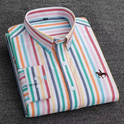 Large Size Full Men's Shirts 100% Pure Cotton Oxford Business Casual Shirt