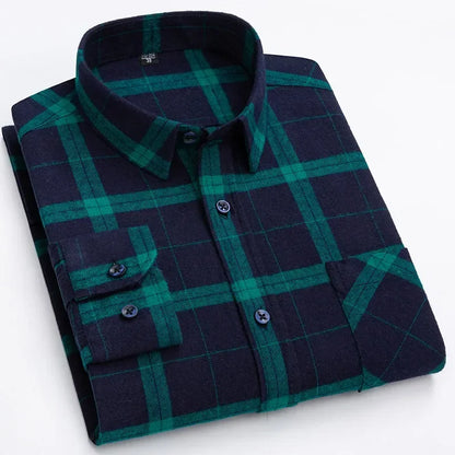 Men's 100% Cotton Flannel Plaid Shirt Long Sleeve