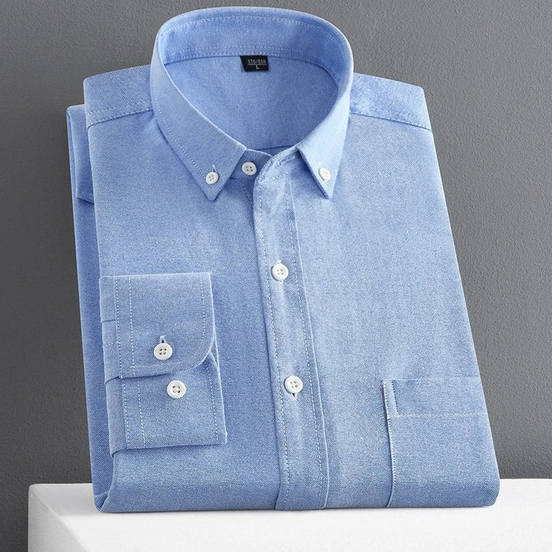 100% Pure Cotton Men's Long Sleeve Oxford Spinning Shirt