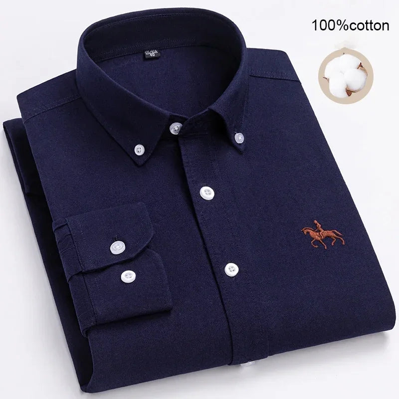 Large Size Full Men's Shirts 100% Pure Cotton Oxford Business Casual Shirt