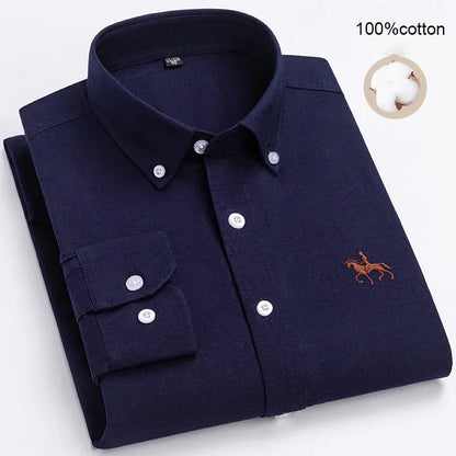 Large Size Full Men's Shirts 100% Pure Cotton Oxford Business Casual Shirt