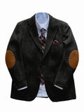 Men's Vintage Herringbone Tweed Blazer With Elbow Patch 2 Button Single Breasted Cotton Casual Slim Fit Business Jacket XS-7XL