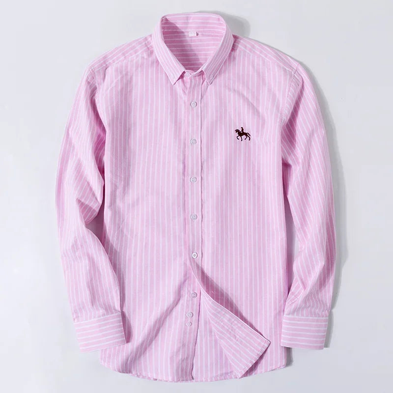 Large Size Full Men's Shirts 100% Pure Cotton Oxford Business Casual Shirt