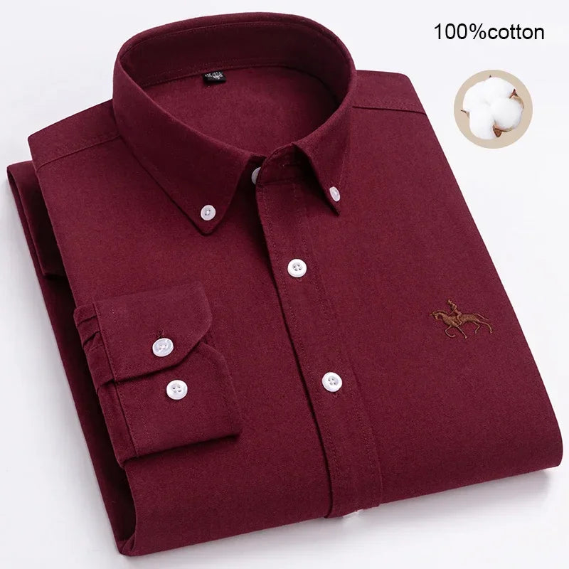Large Size Full Men's Shirts 100% Pure Cotton Oxford Business Casual Shirt