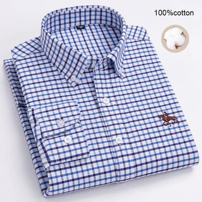 Large Size Full Men's Shirts 100% Pure Cotton Oxford Business Casual Shirt