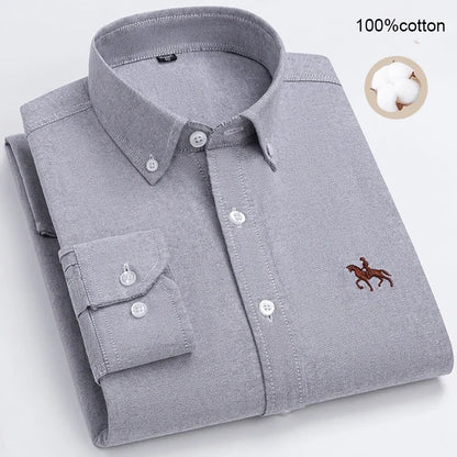 Large Size Full Men's Shirts 100% Pure Cotton Oxford Business Casual Shirt