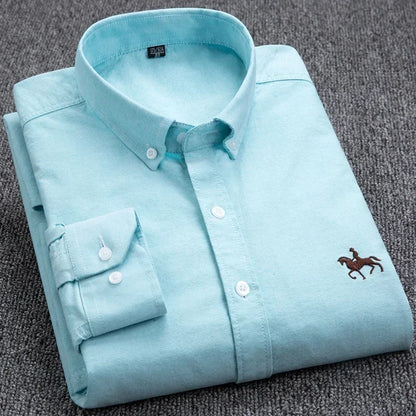 Large Size Full Men's Shirts 100% Pure Cotton Oxford Business Casual Shirt