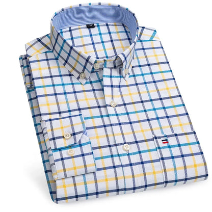 100% Pure Cotton Oxford Shirts for Men Long Sleeve