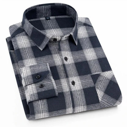 Men's 100% Cotton Flannel Plaid Shirt Long Sleeve