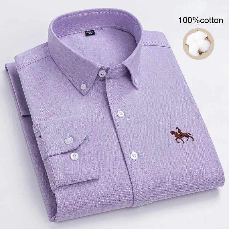 Large Size Full Men's Shirts 100% Pure Cotton Oxford Business Casual Shirt