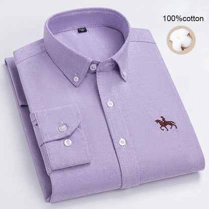 Large Size Full Men's Shirts 100% Pure Cotton Oxford Business Casual Shirt